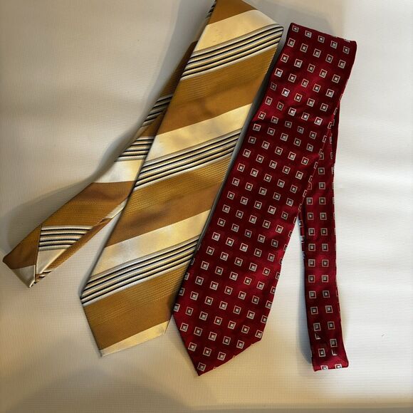 Ermenegildo Zegna Neck Tie Lot Geometric 100% Silk Lot of 2 - Picture 1 of 6